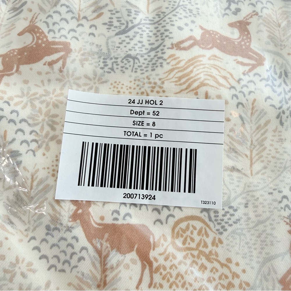 JANIE & JACK CREAM TAN BROWN DEER PRINT LONG SLEEVE TWILL DRESS - Picture 6 of 9